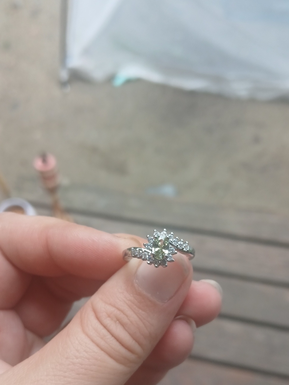 Sterling Silver Green Crystal Halo Ring - Women's Jewelry
